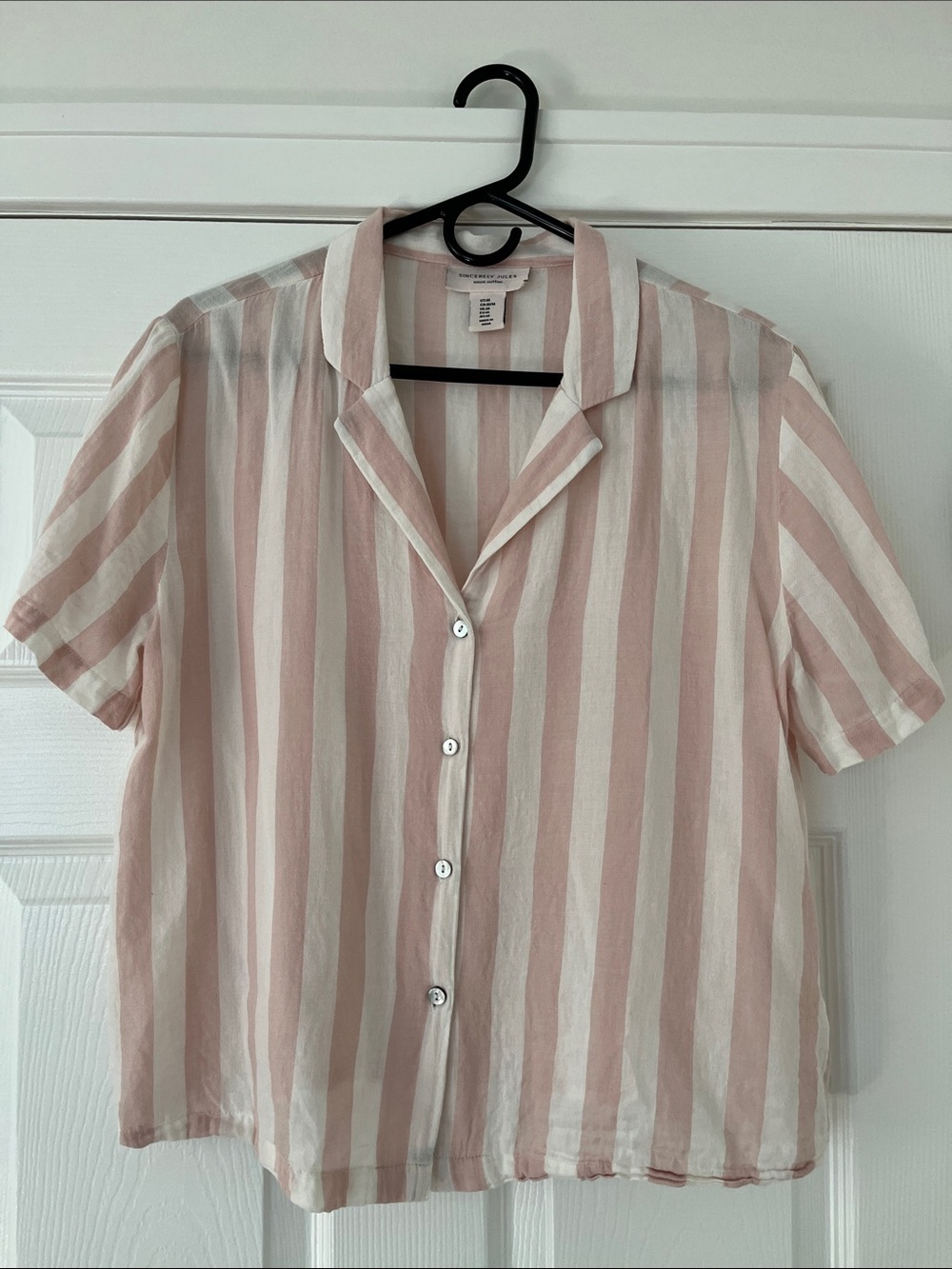 Sincerely Jules Medium Striped Button-down Top